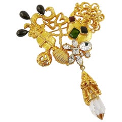 Christian Lacroix Vintage Huge Jewelled Baroque Heart Brooch Christian Lacroix Vintage Huge Jewelled Baroque Heart Brooch