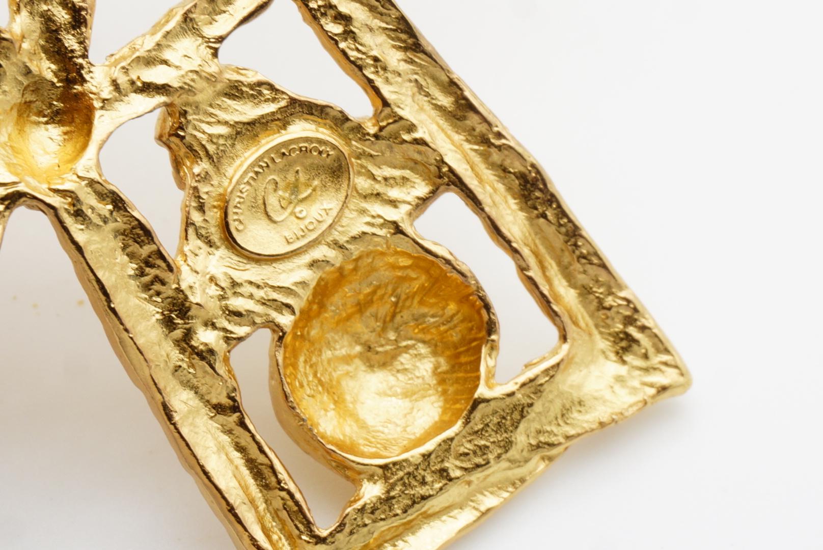 Christian Lacroix, grand pendentif broche ajourée vintage avec bandes de croix massives en vente 10