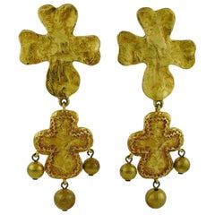 Christian Lacroix Vintage Iconic Cross Dangling Earrings