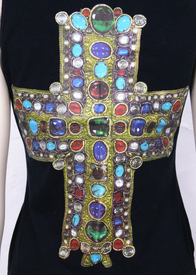 CHRISTIAN LACROIX Vintage Iconic Jewelled Cross Print Tank
