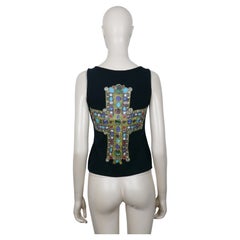CHRISTIAN LACROIX Vintage Iconic Jewelled Cross Print Tank Top Size XS