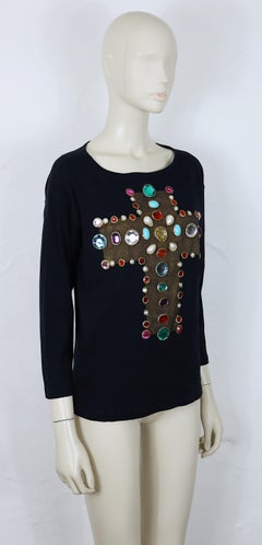 CHRISTIAN LACROIX Vintage Iconic Jewelled Medieval Cross Top
