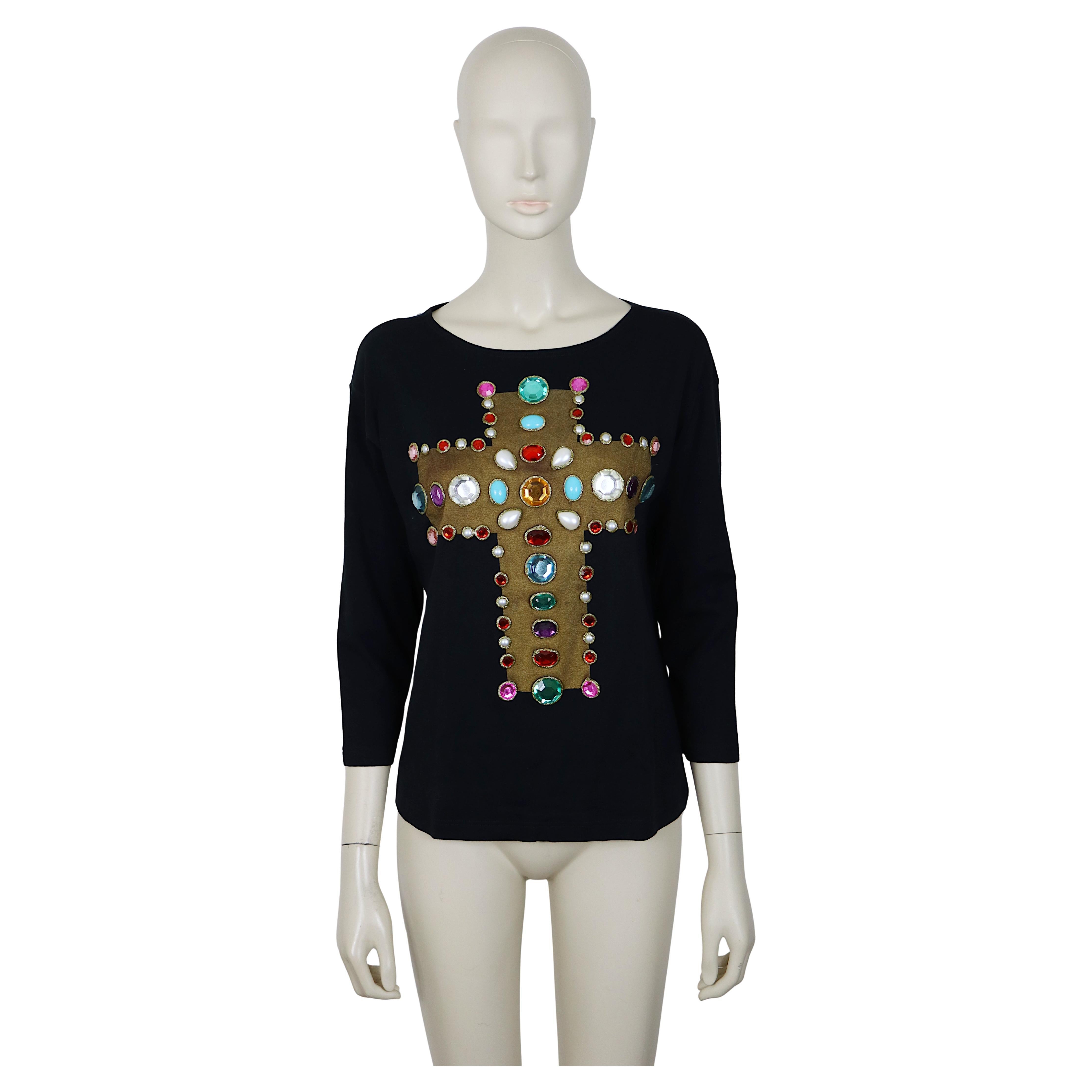 CHRISTIAN LACROIX Vintage Iconic Jewelled Medieval Cross Top