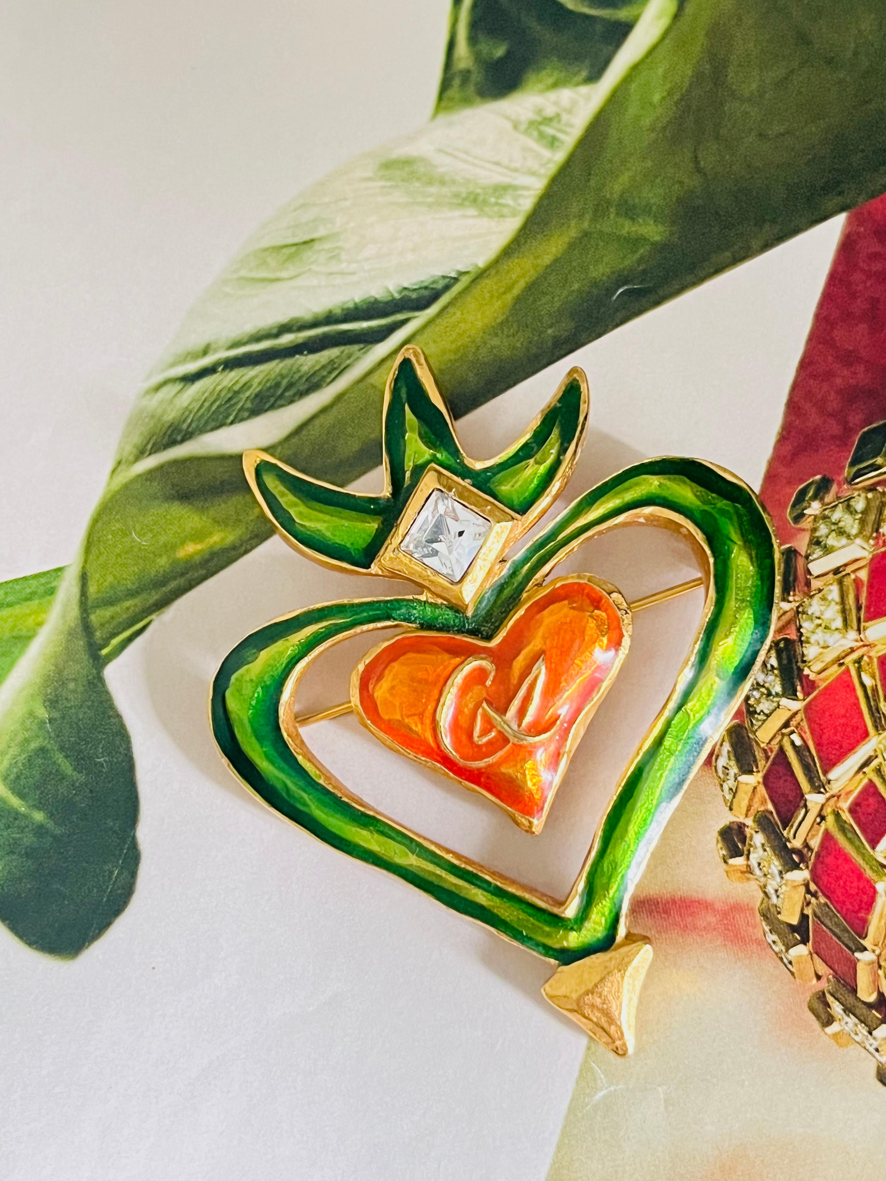 Christian Lacroix Vintage Iconic Large Green Orange Heart
