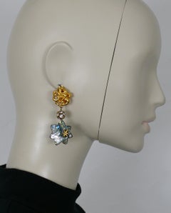 CHRISTIAN LACROIX Vintage Iridescent Star Dangling Earrings