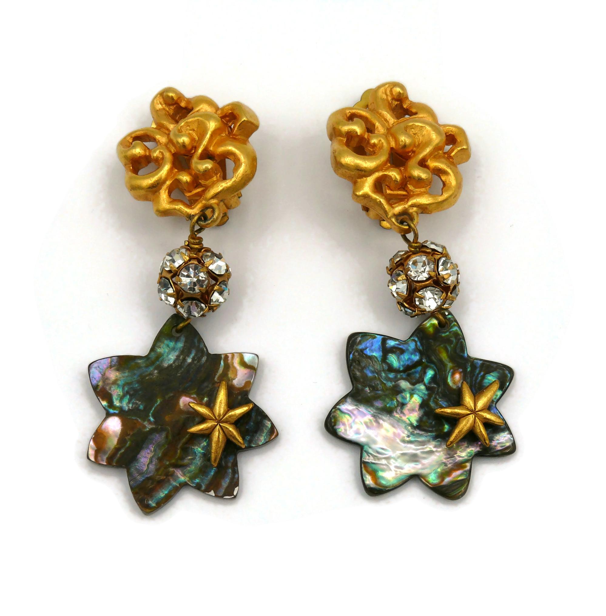 CHRISTIAN LACROIX Vintage Iridescent Star Dangling Earrings For Sale 1