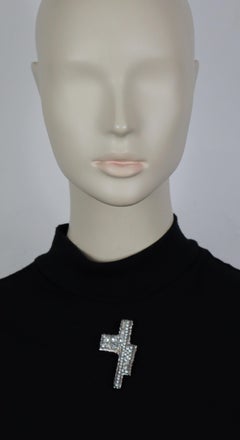 CHRISTIAN LACROIX Vintage Jewelled Abstract Cross Brooch
