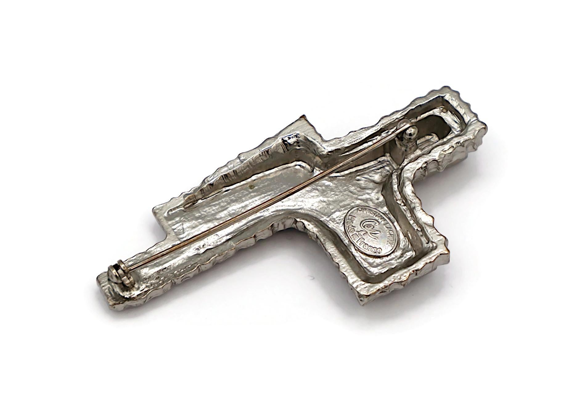 CHRISTIAN LACROIX Vintage Jewelled Abstract Cross Brooch For Sale 5