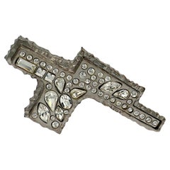 CHRISTIAN LACROIX Vintage Jewelled Abstract Cross Brooch