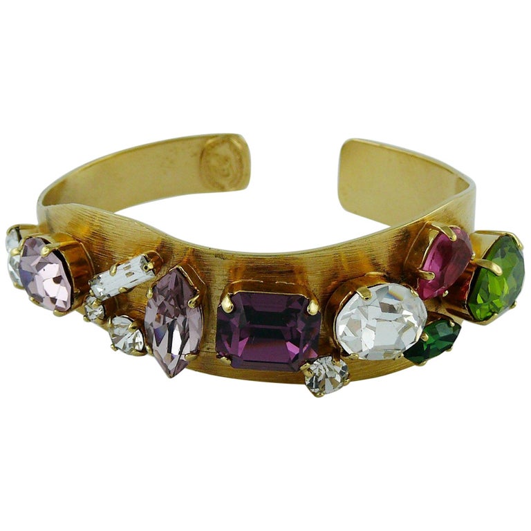 Christian Lacroix Vintage Jewelled Bangle Bracelet For Sale at 1stDibs