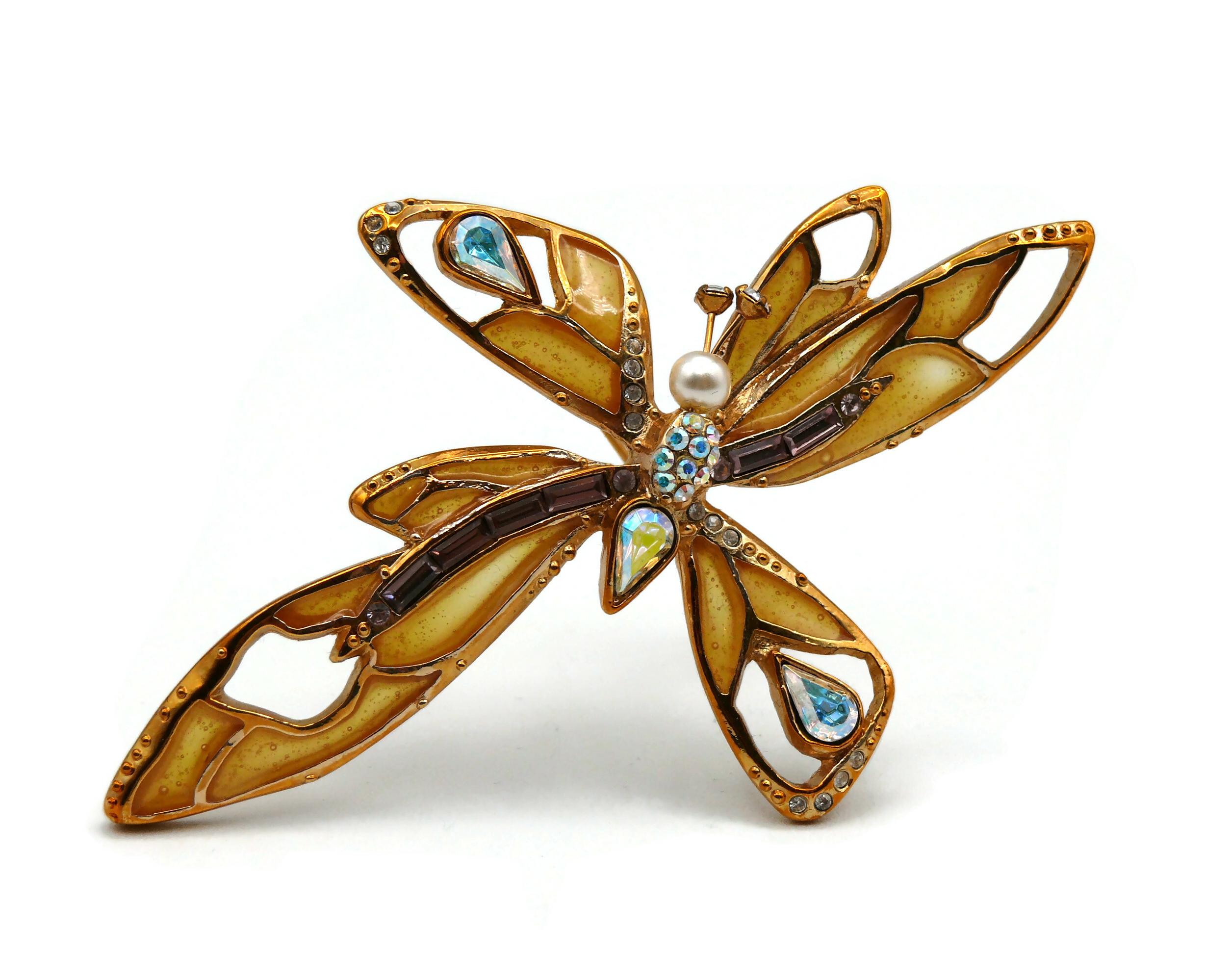 CHRISTIAN LACROIX Vintage Jewelled Butterfly Brooch In Excellent Condition For Sale In Nice, FR