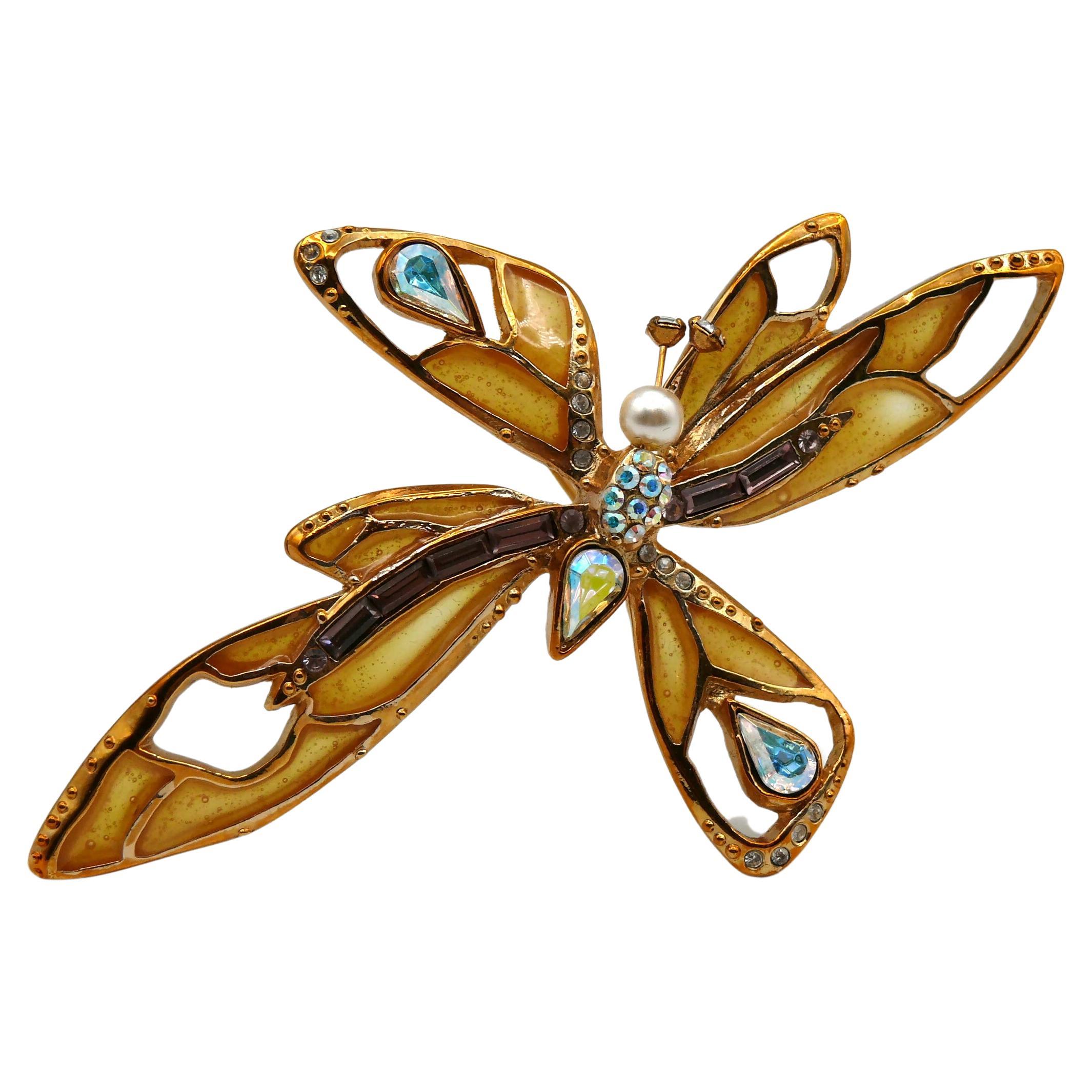 CHRISTIAN LACROIX Vintage Jewelled Butterfly Brooch For Sale