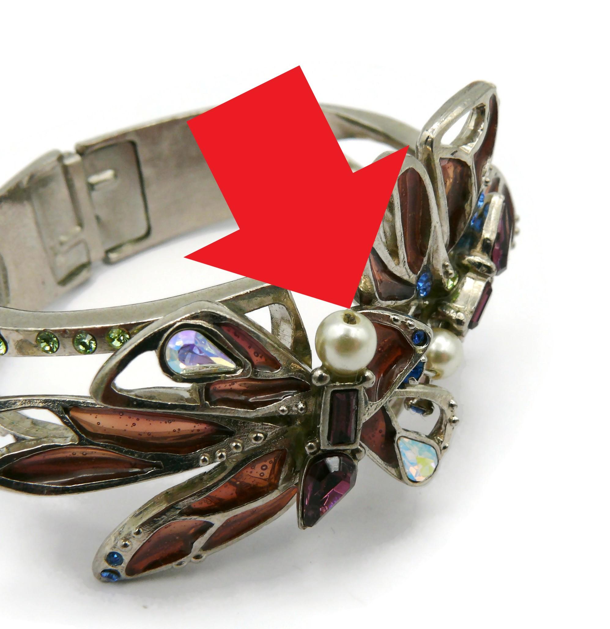 CHRISTIAN LACROIX Vintage Jewelled Butterfly Clamper Bracelet For Sale 7