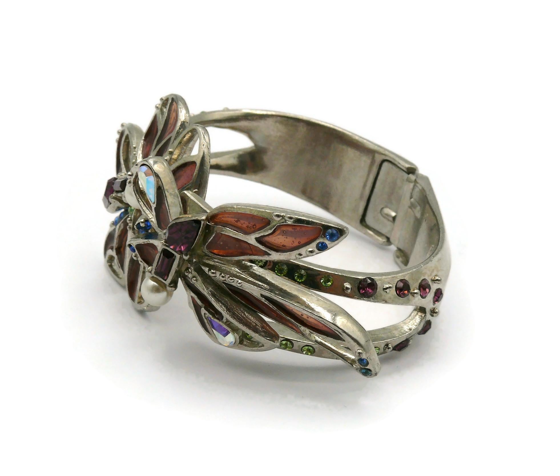 CHRISTIAN LACROIX Vintage Jewelled Butterfly Clamper Bracelet For Sale 1
