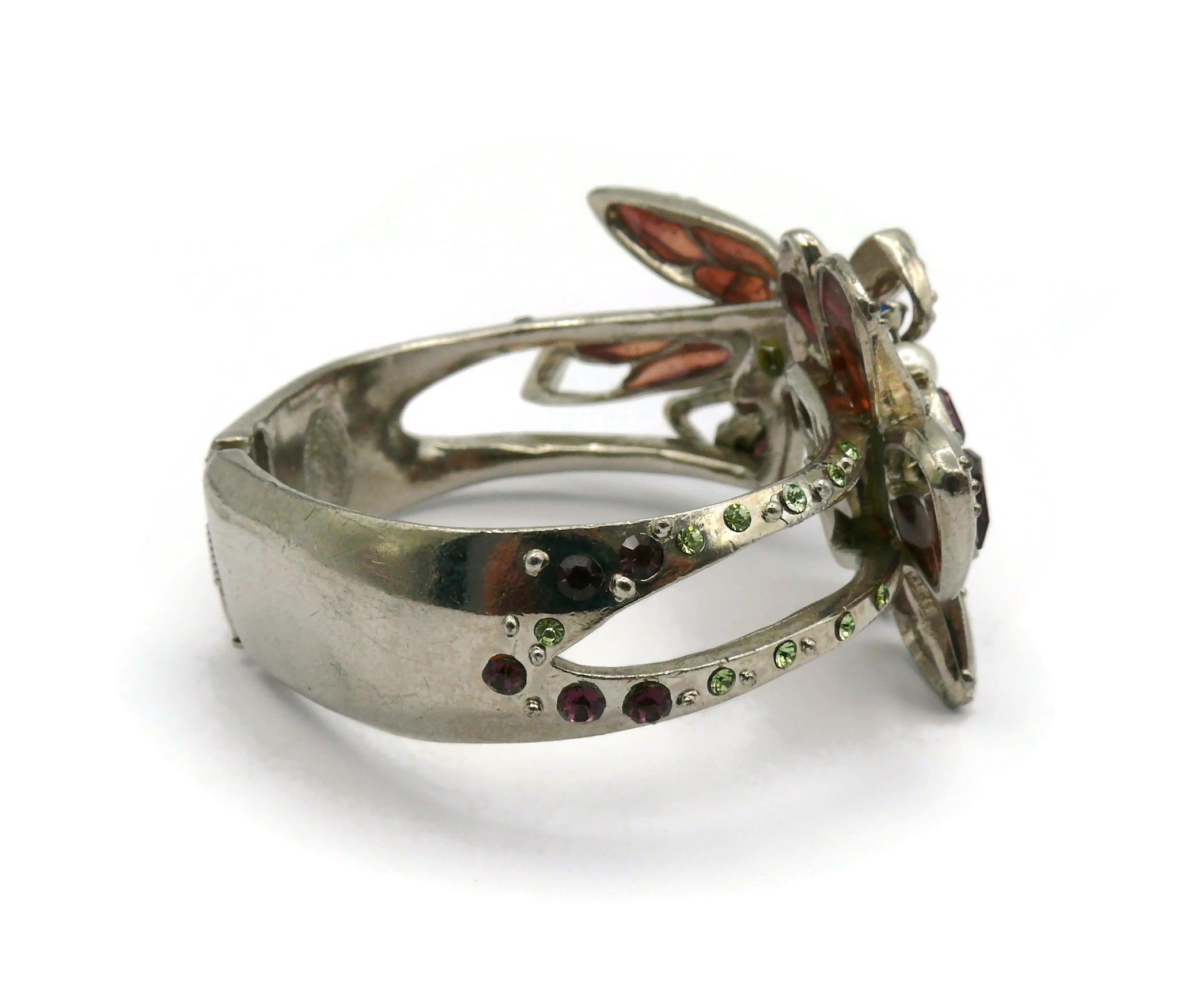 CHRISTIAN LACROIX Vintage Jewelled Butterfly Clamper Bracelet For Sale 4