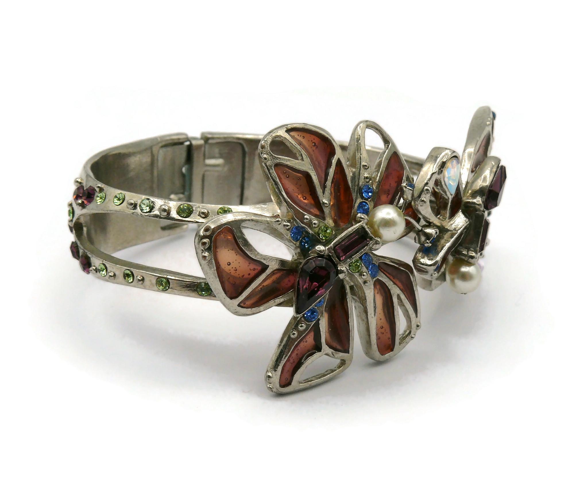 CHRISTIAN LACROIX Vintage Jewelled Butterfly Clamper Bracelet For Sale 5