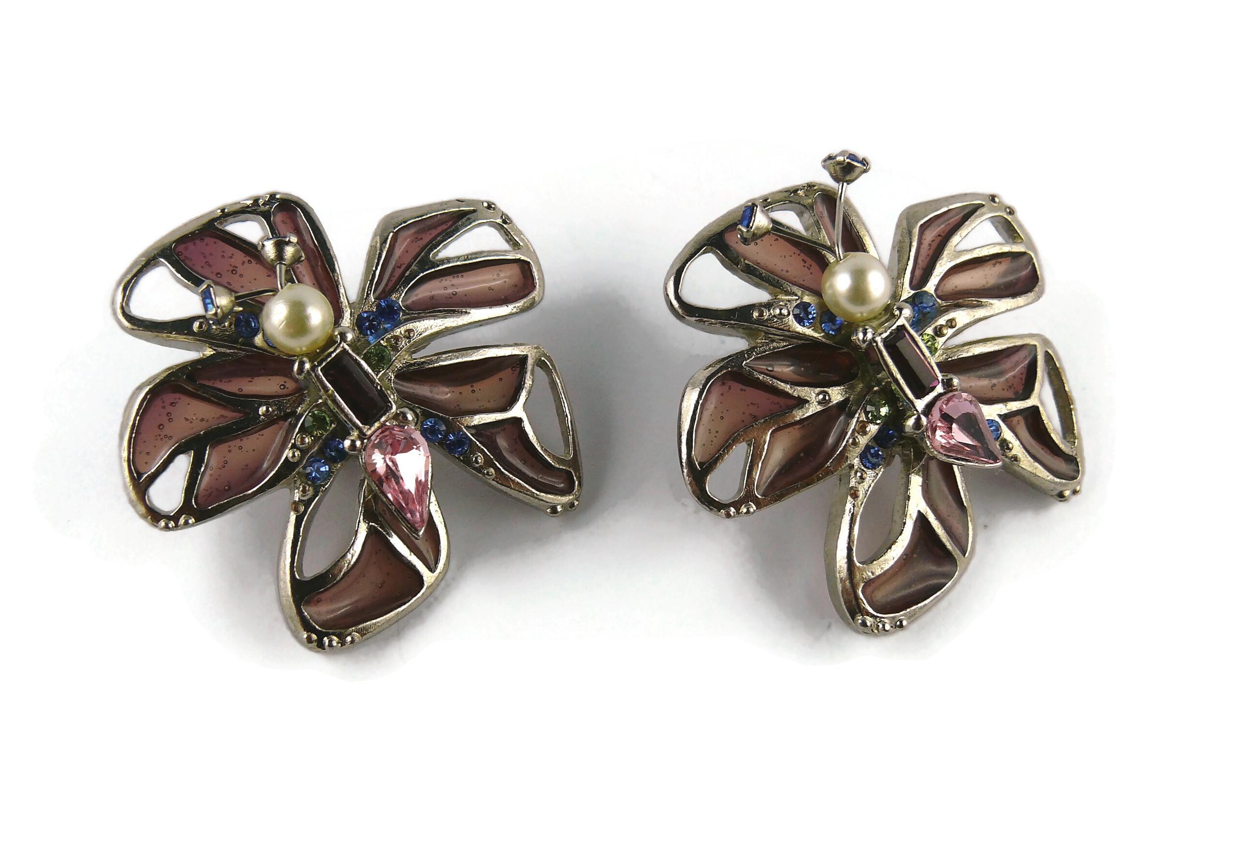 Women's Christian Lacroix Vintage Jewelled Butterfly Clip-On Earrings For Sale