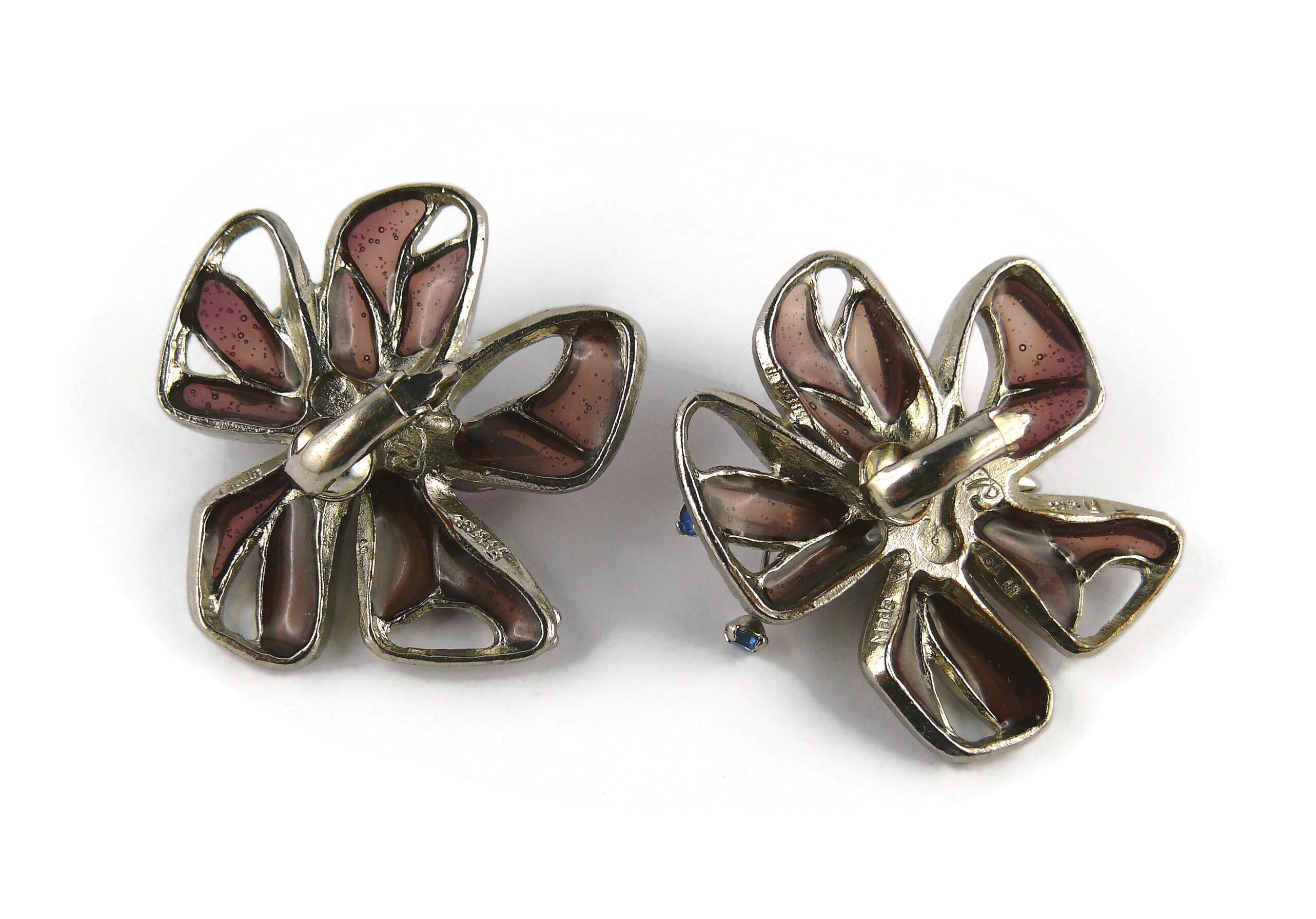 Christian Lacroix Vintage Jewelled Butterfly Clip-On Earrings For Sale 3