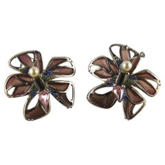 Christian Lacroix Vintage Ohrclips mit Juwelen und Schmetterlingsschmuck
