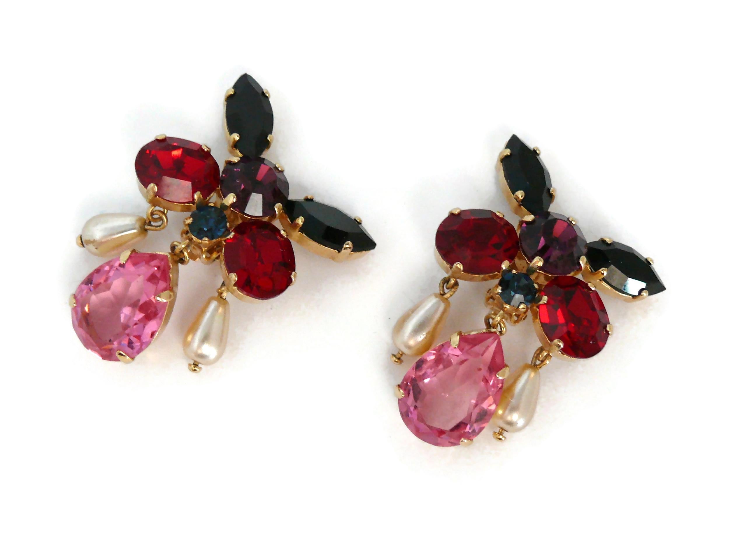 Women's Christian Lacroix Vintage Jewelled Butterfly Shaped Clip On Earrings For Sale