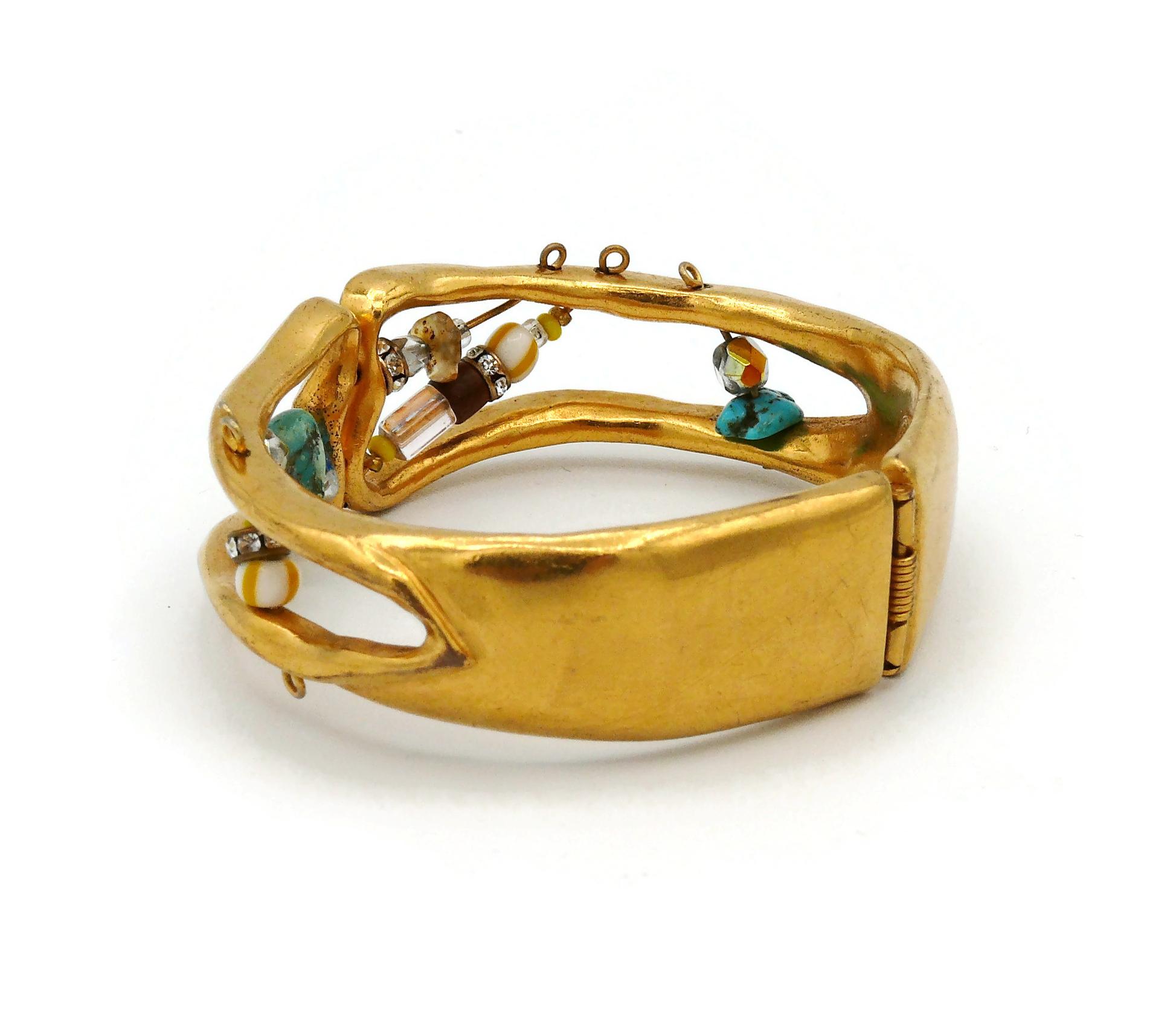 Christian Lacroix Vintage Jewelled Clamper Bracelet For Sale 4