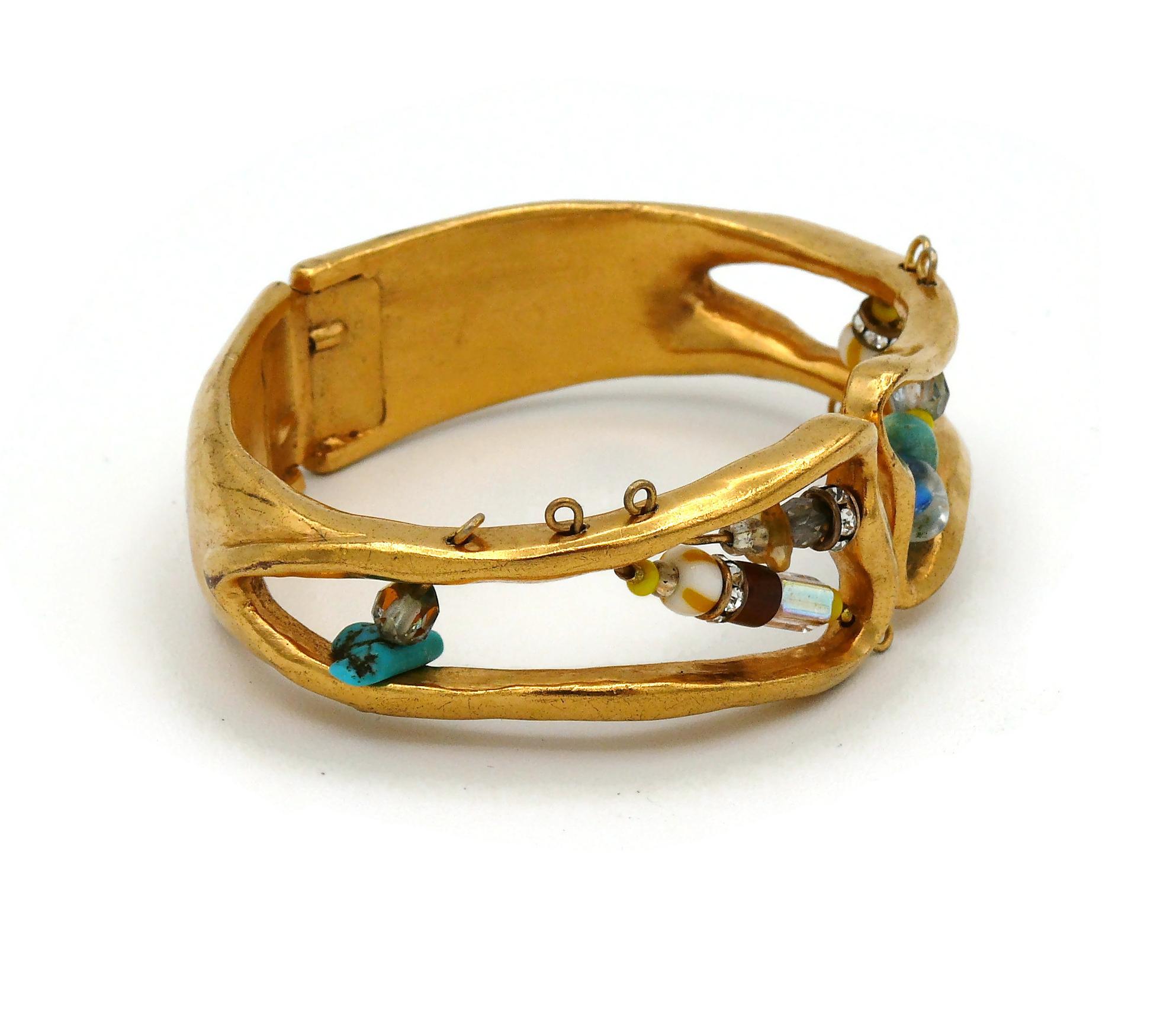 Christian Lacroix Vintage Jewelled Clamper Bracelet In Good Condition For Sale In Nice, FR