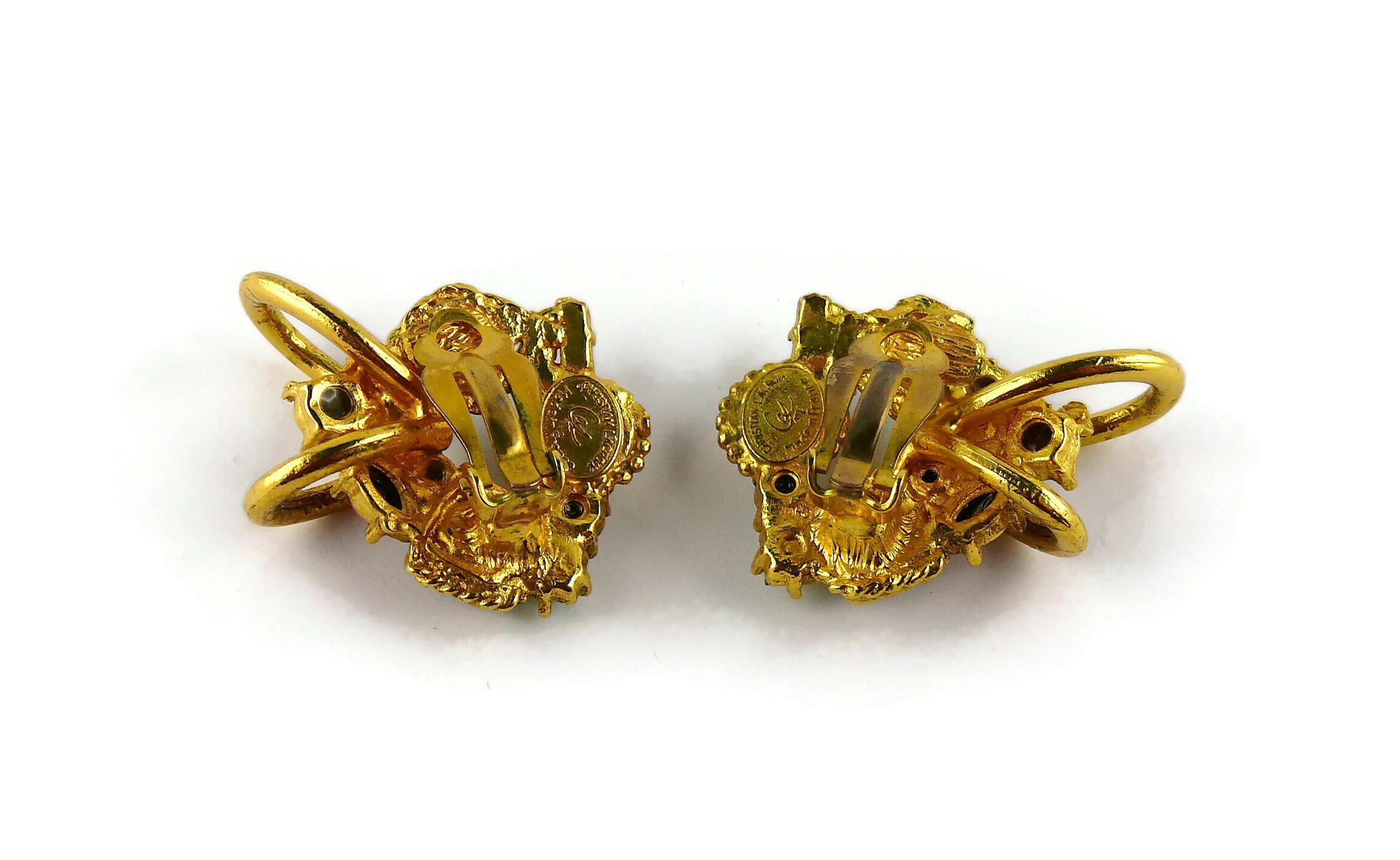 Christian Lacroix Vintage Jewelled Clip-On Earrings  For Sale 1