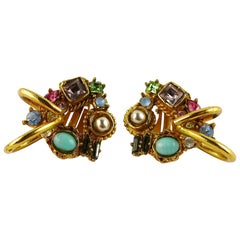 Christian Lacroix Vintage Jewelled Clip-On Earrings 