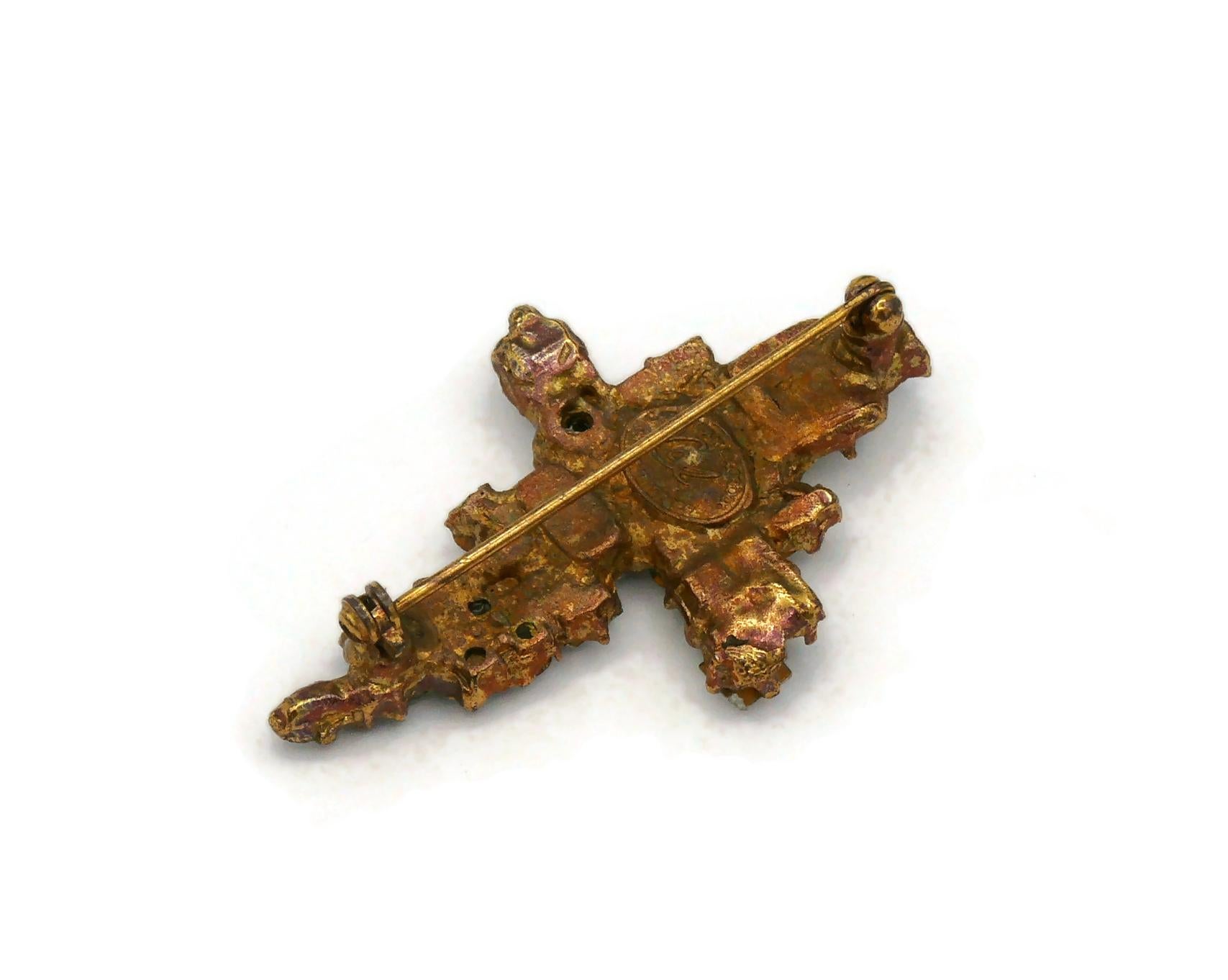 CHRISTIAN LACROIX Vintage Jewelled Cross Brooch 6