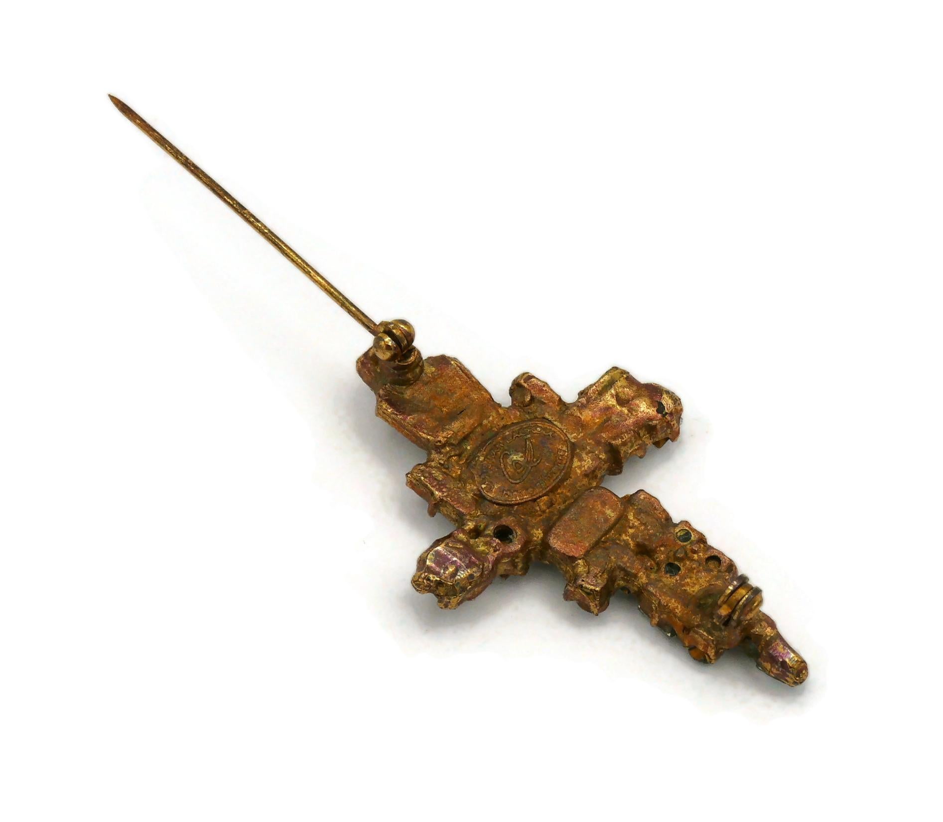 CHRISTIAN LACROIX Vintage Jewelled Cross Brooch 7