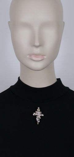 CHRISTIAN LACROIX Vintage Jewelled Cross Brooch