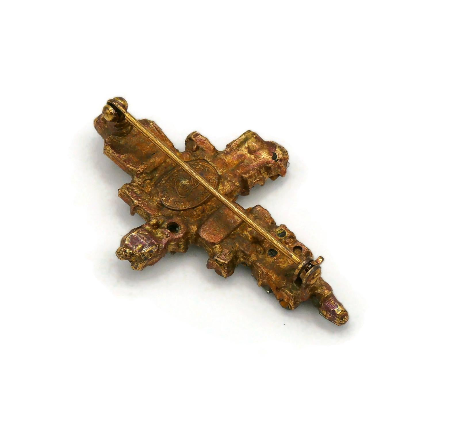 CHRISTIAN LACROIX Vintage Jewelled Cross Brooch 5