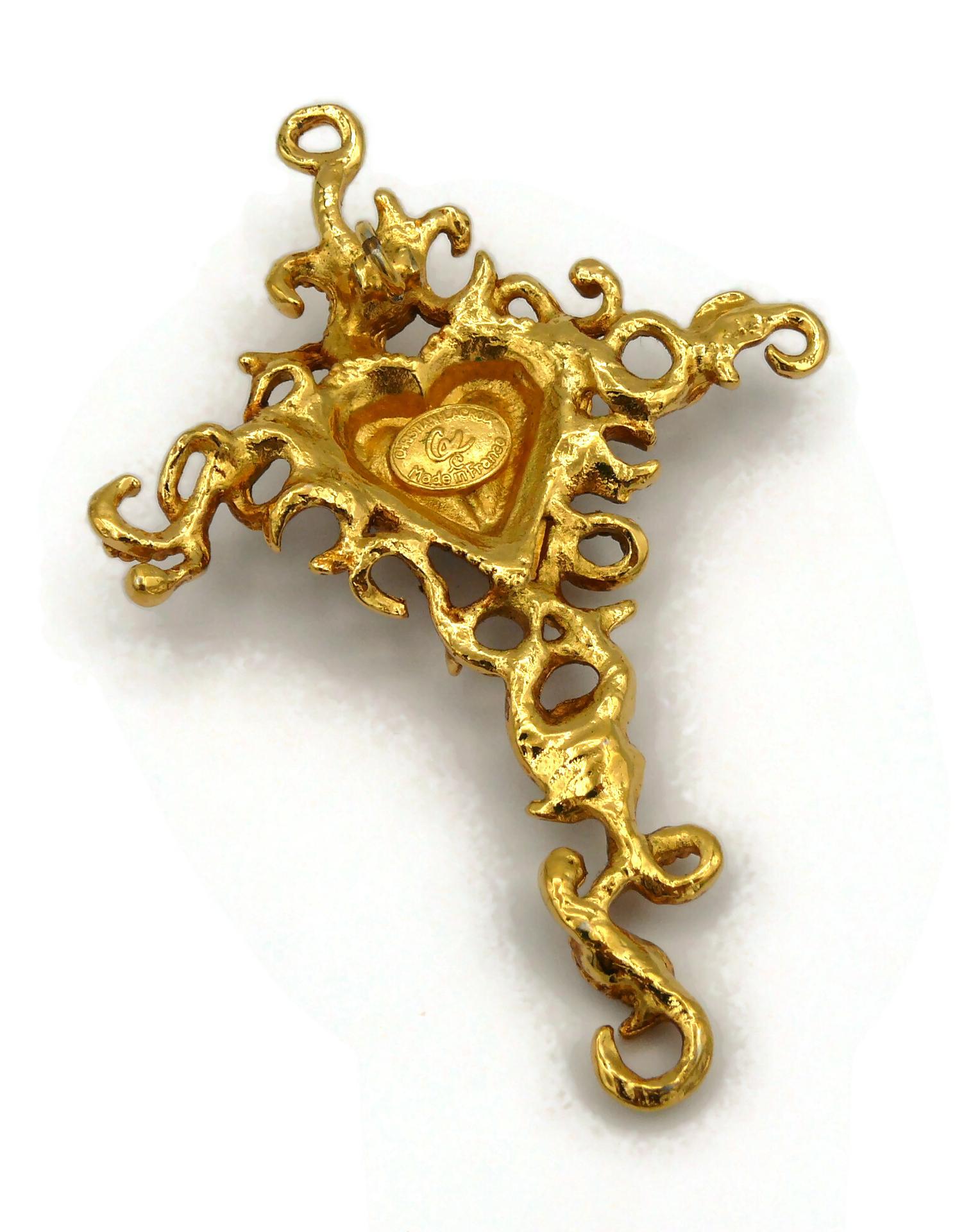 CHRISTIAN LACROIX Vintage Jewelled Cross Pendant 4