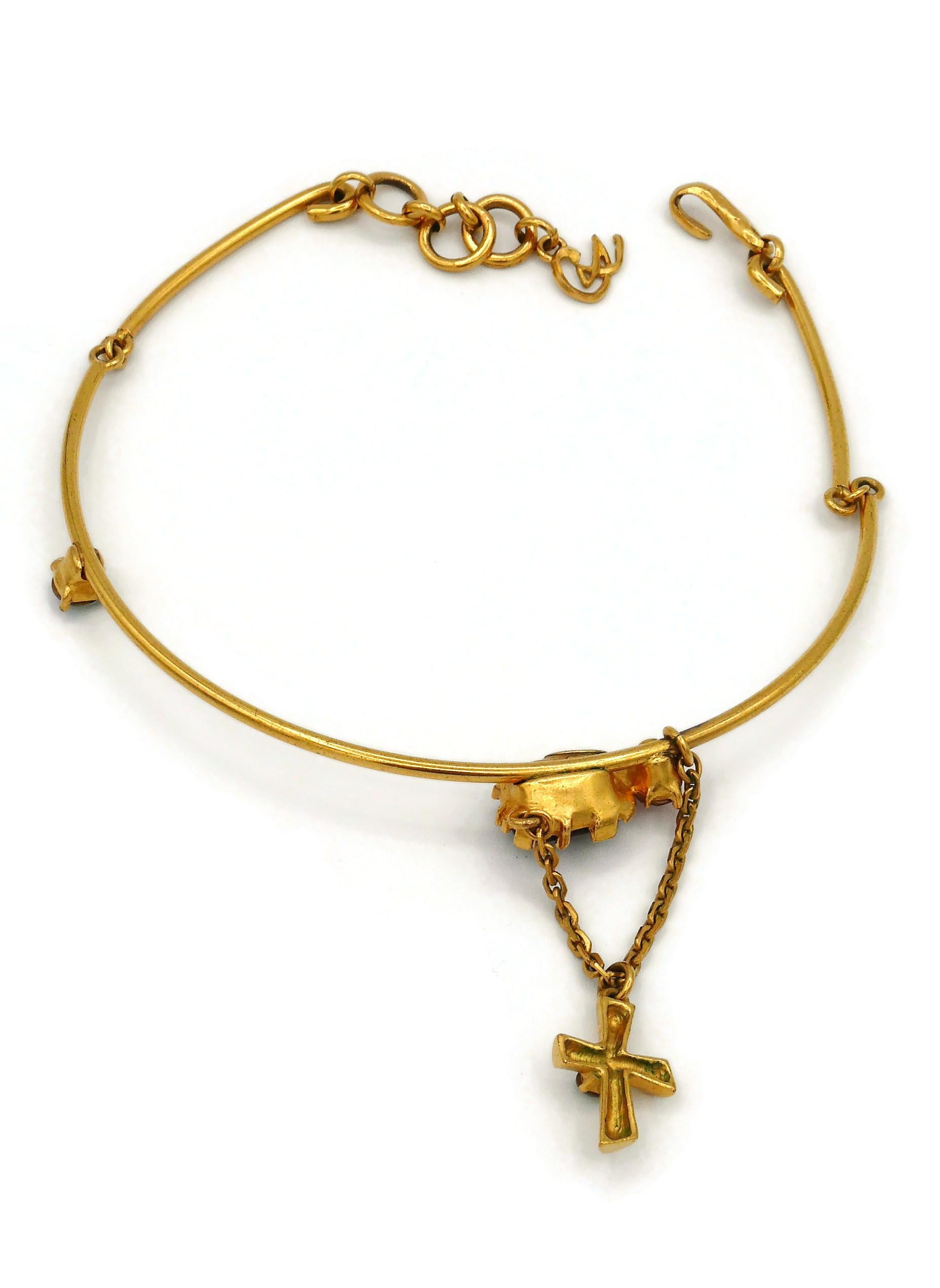 Christian Lacroix Vintage Jewelled Cross Pendant Necklace 3