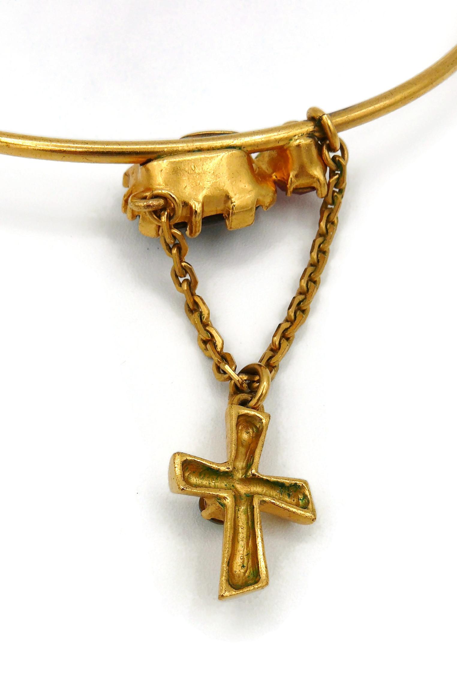 Christian Lacroix Vintage Jewelled Cross Pendant Necklace 7