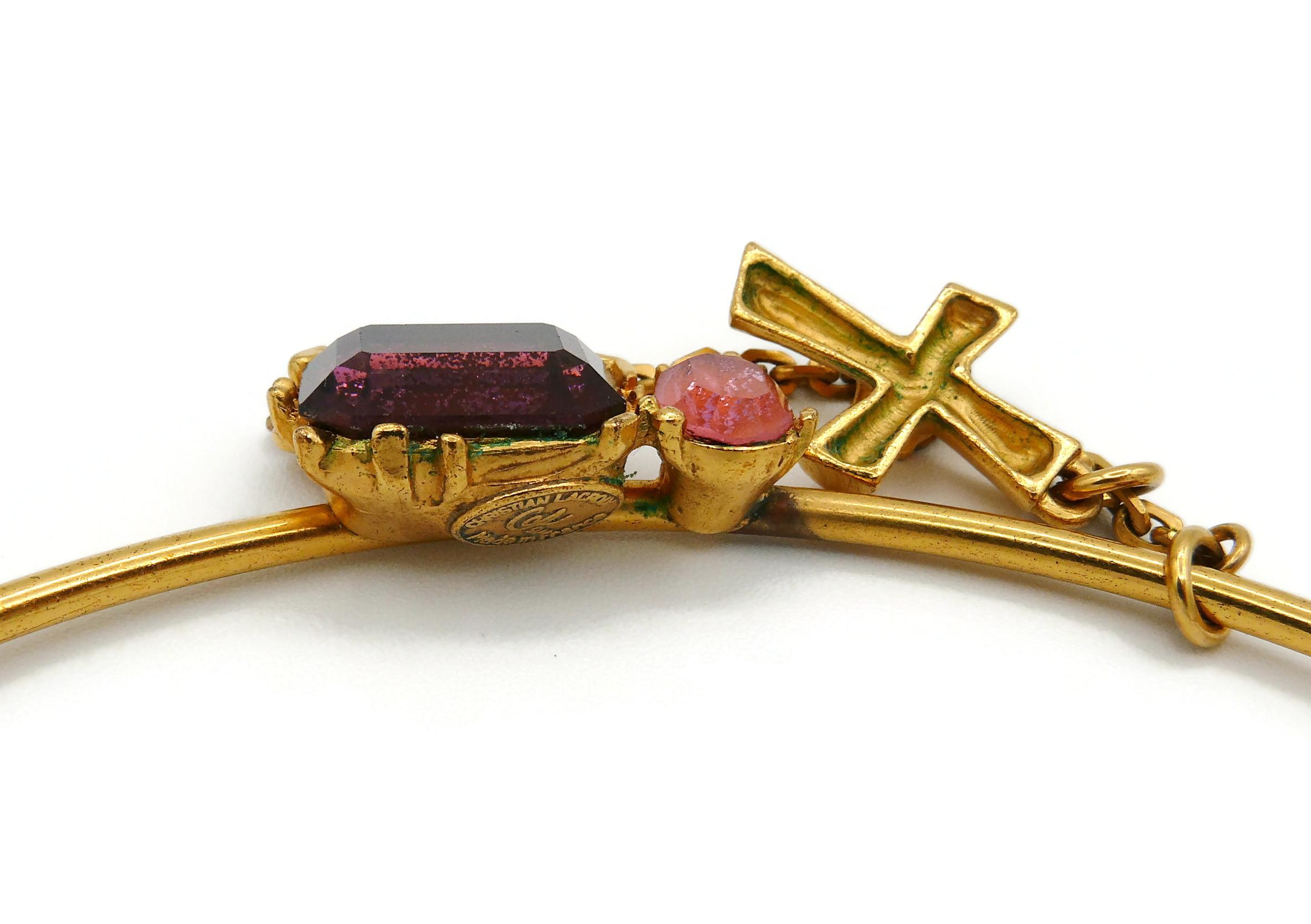 Christian Lacroix Vintage Jewelled Cross Pendant Necklace 8