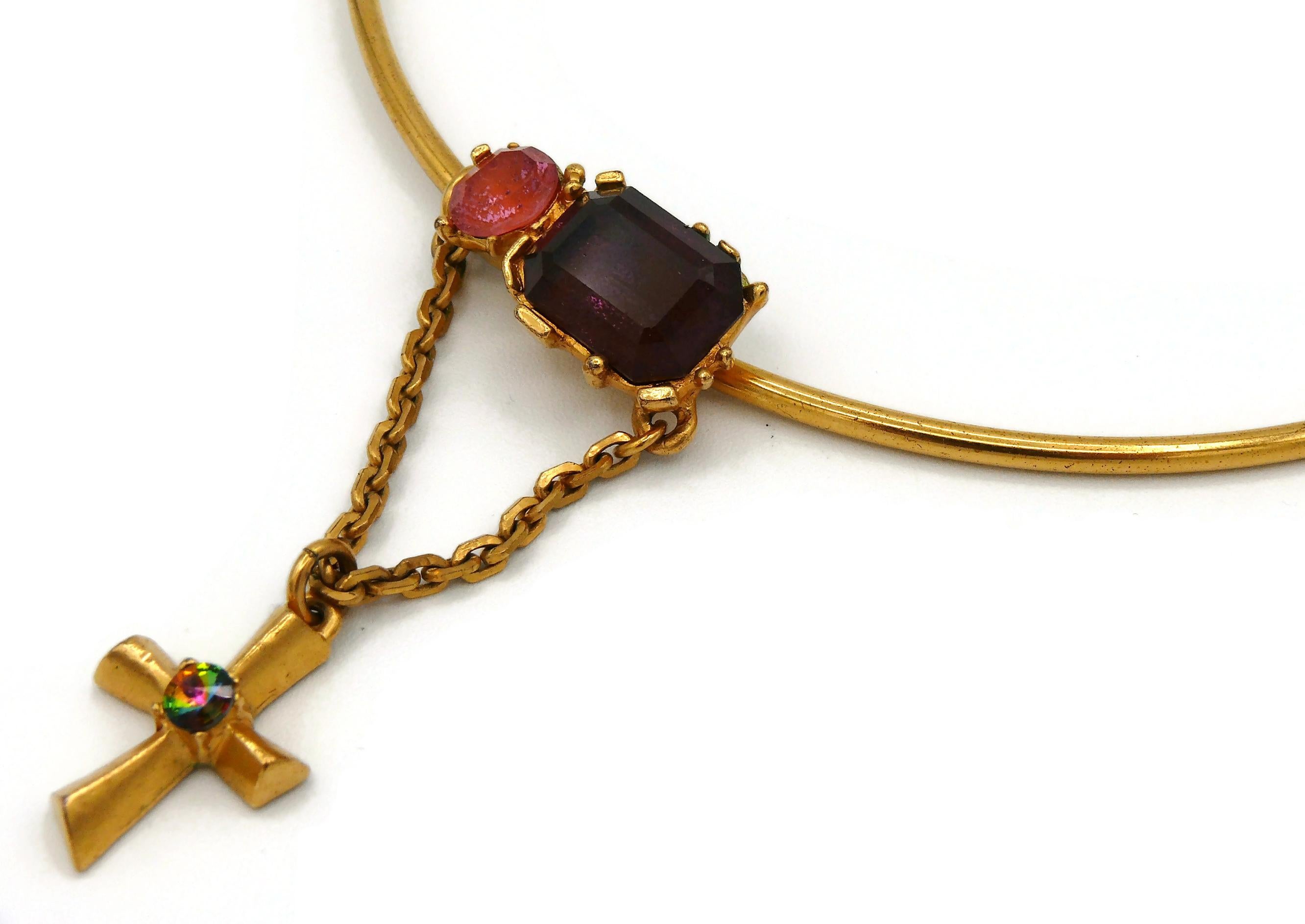 Women's Christian Lacroix Vintage Jewelled Cross Pendant Necklace