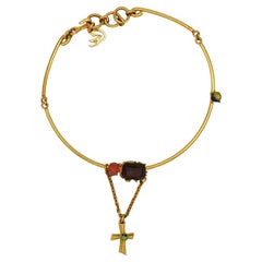 Christian Lacroix Vintage Jewelled Cross Pendant Necklace