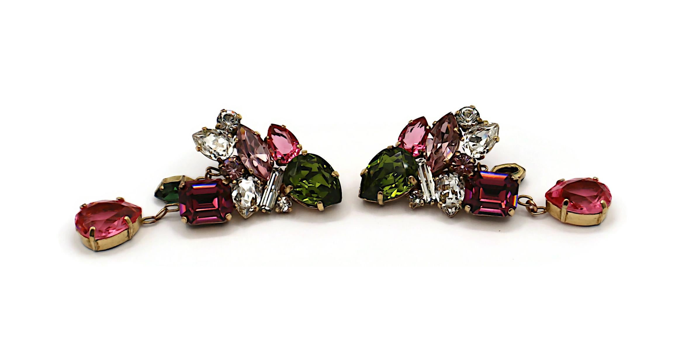 CHRISTIAN LACROIX Vintage Jewelled Dangle Earrings In Fair Condition For Sale In Nice, FR