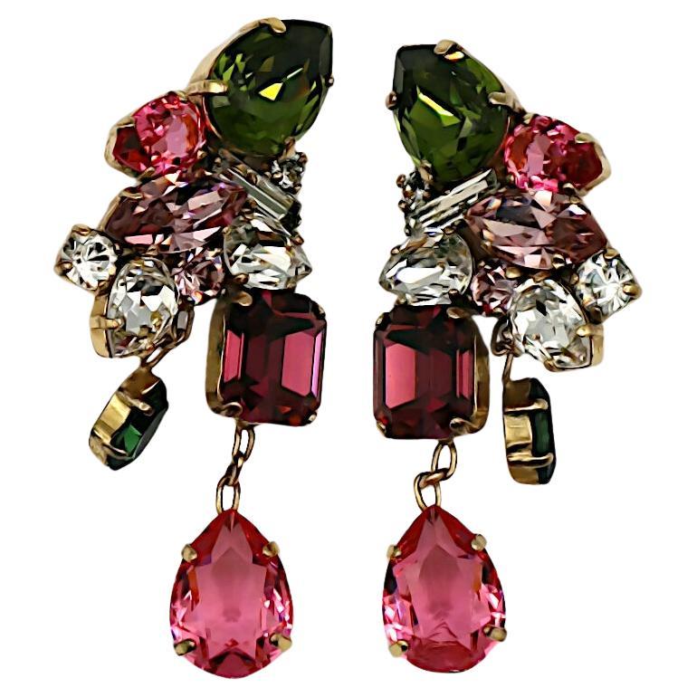 CHRISTIAN LACROIX Vintage Jewelled Dangle Earrings For Sale