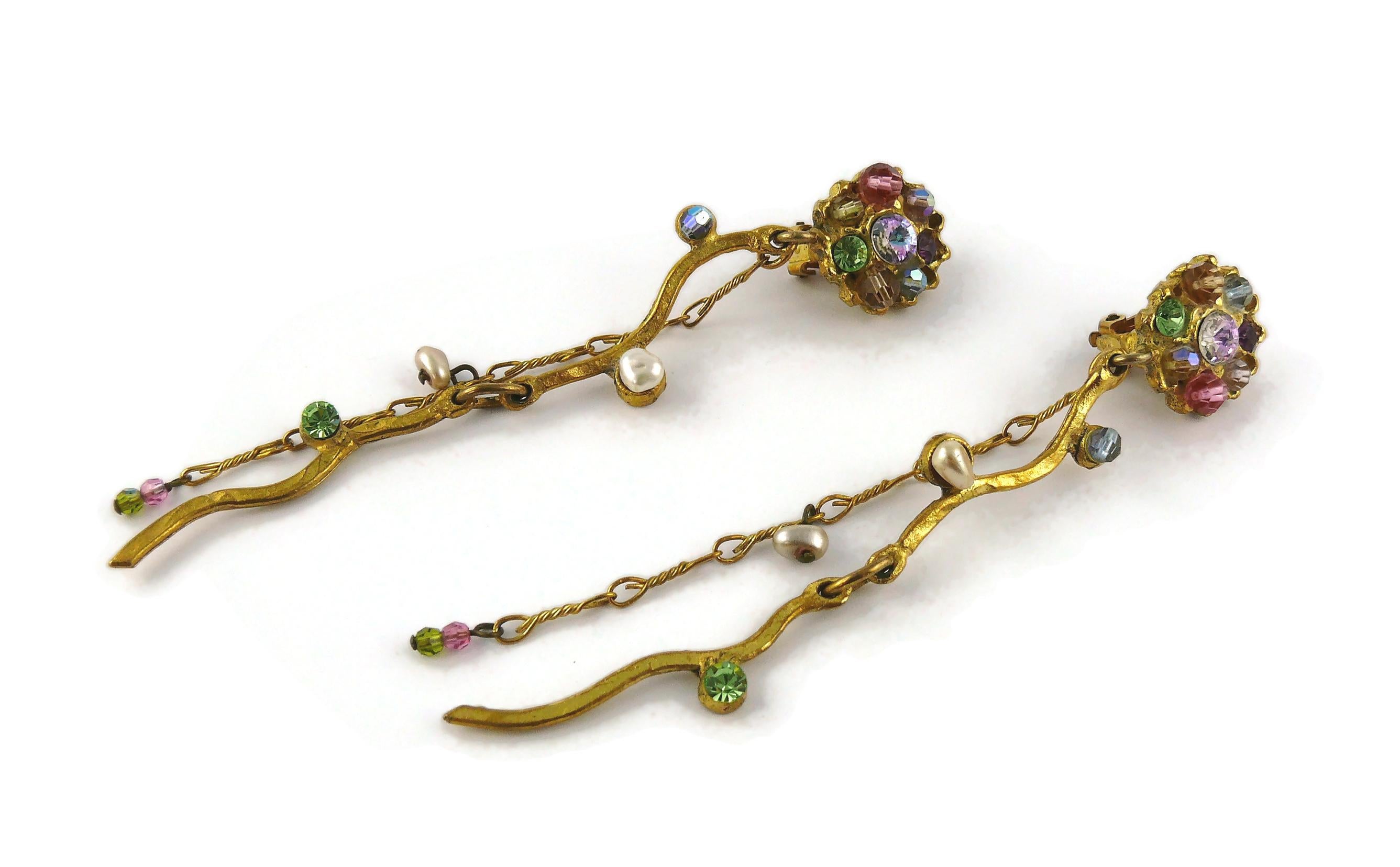 Women's Christian Lacroix Vintage Jewelled Dangling Clip-On Earrings For Sale