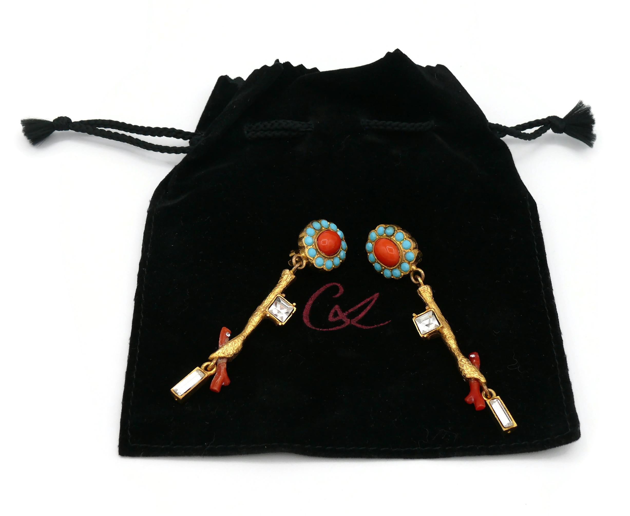 Christian Lacroix Vintage Jewelled Dangling Earrings In Good Condition For Sale In Nice, FR
