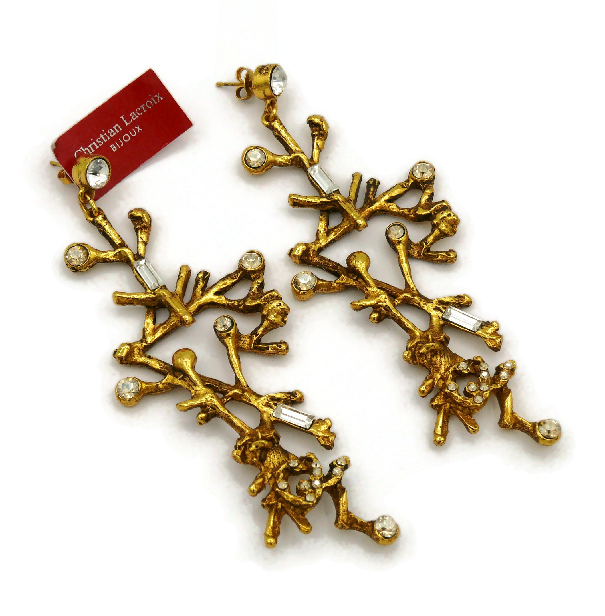 CHRISTIAN LACROIX Vintage Jewelled Dangling Earrings In Excellent Condition For Sale In Nice, FR