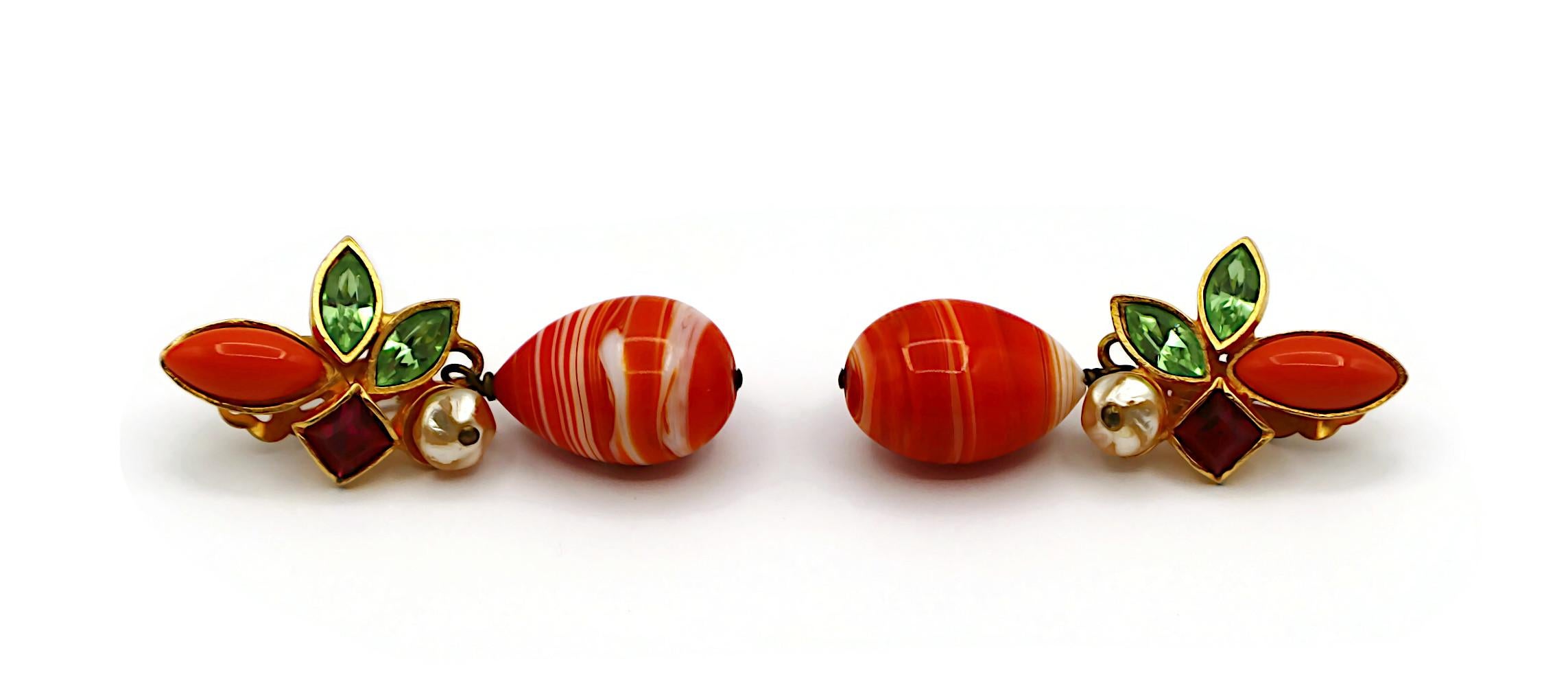 CHRISTIAN LACROIX Vintage Jewelled Dangling Earrings In Good Condition For Sale In Nice, FR