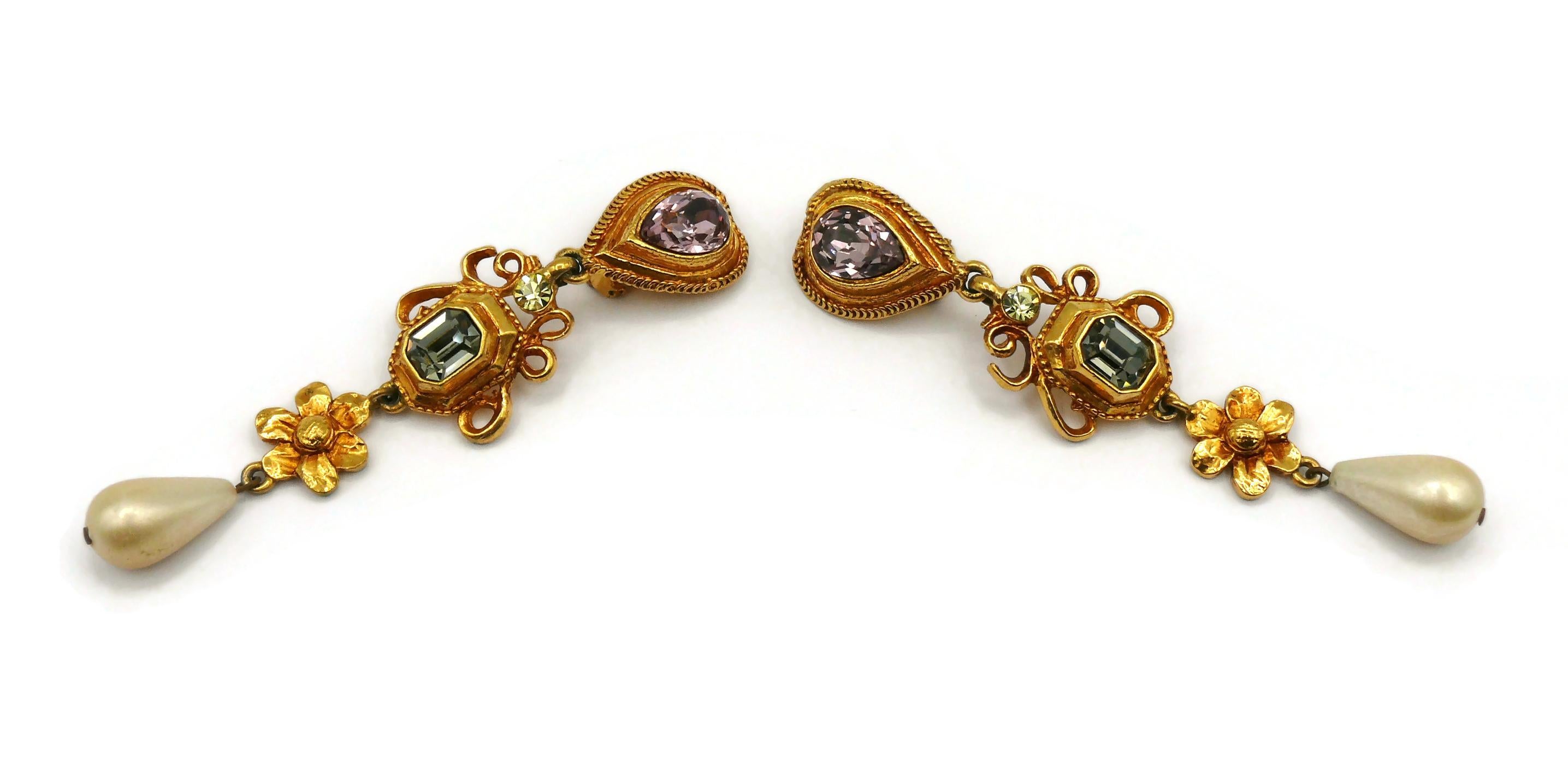 Women's CHRISTIAN LACROIX Vintage Jewelled Dangling Earrings For Sale