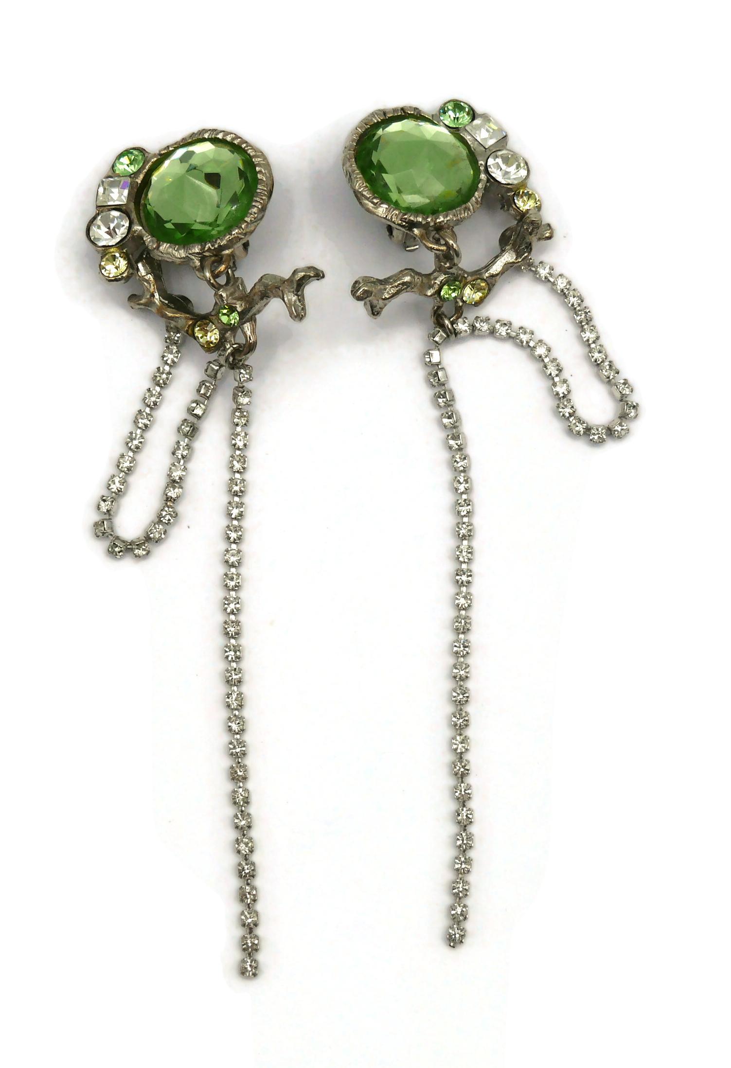 CHRISTIAN LACROIX Vintage Jewelled Dangling Earrings In Good Condition For Sale In Nice, FR