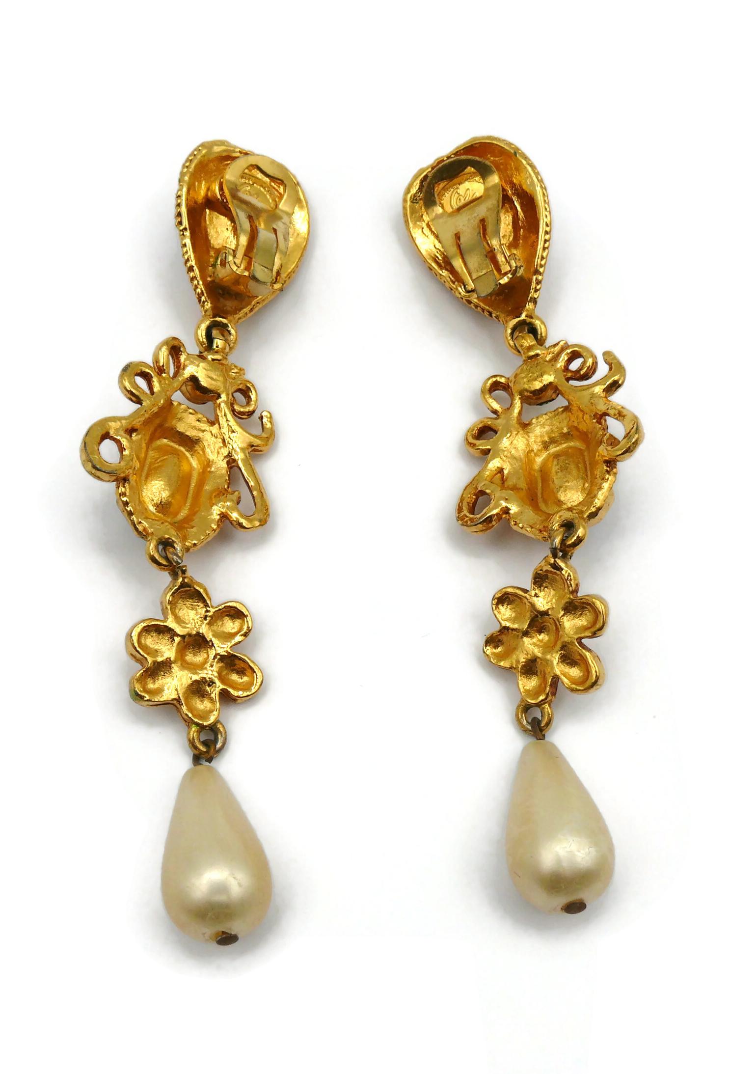 CHRISTIAN LACROIX Vintage Jewelled Dangling Earrings For Sale 2