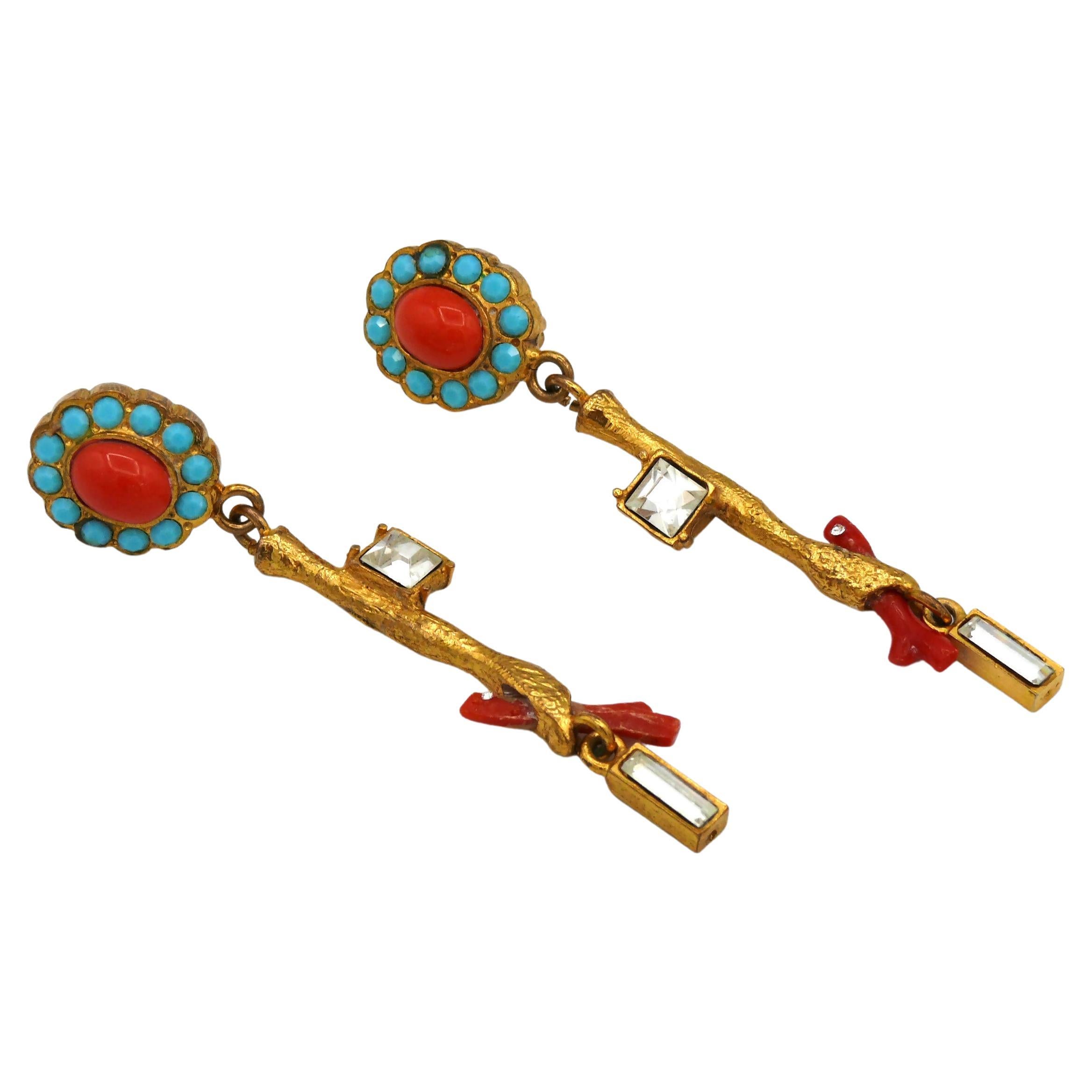 Christian Lacroix Vintage Jewelled Dangling Earrings For Sale