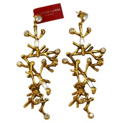 CHRISTIAN LACROIX, boucles d'oreilles pendantes vintage à bijoux