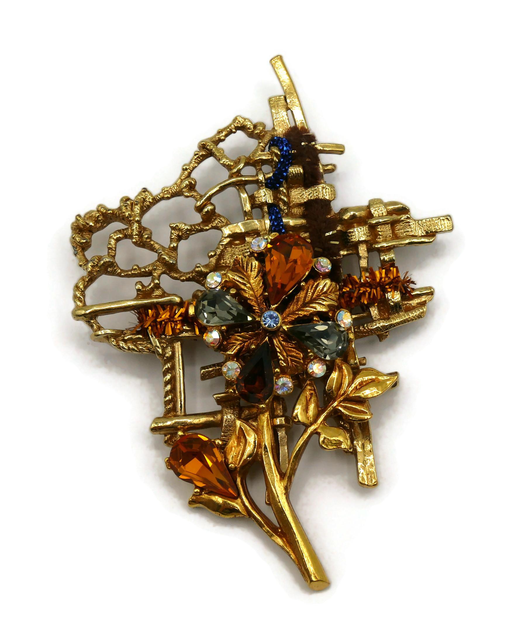 Women's CHRISTIAN LACROIX Vintage Jewelled Floral Brooch For Sale
